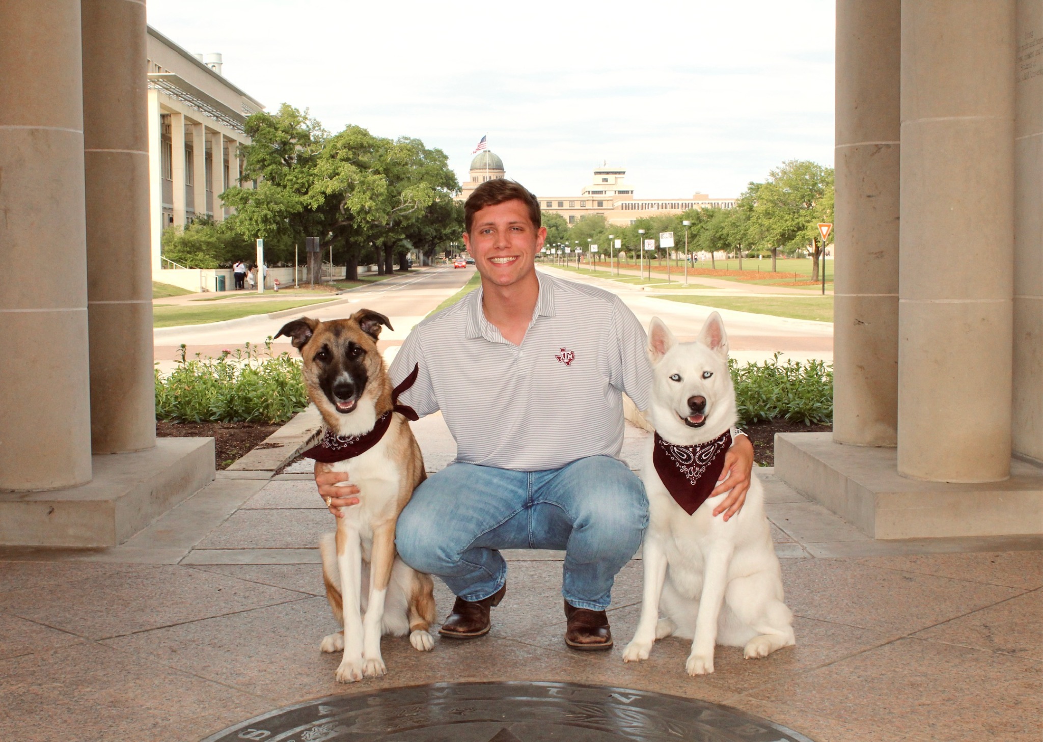 Bradly with Stoney and Nash, the dogs who inspired the agency name